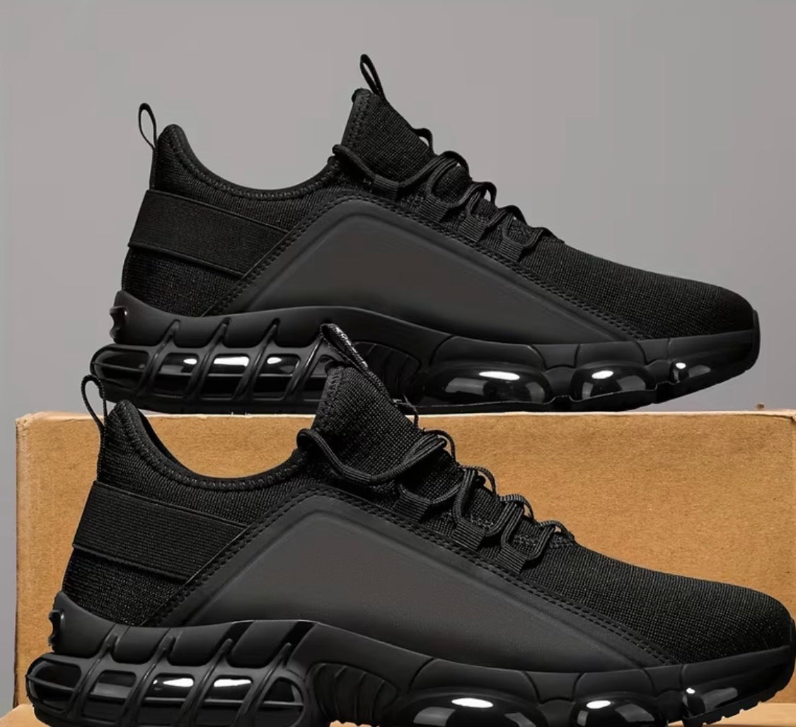 Men’s All-Black Air Cushion Running Sneakers